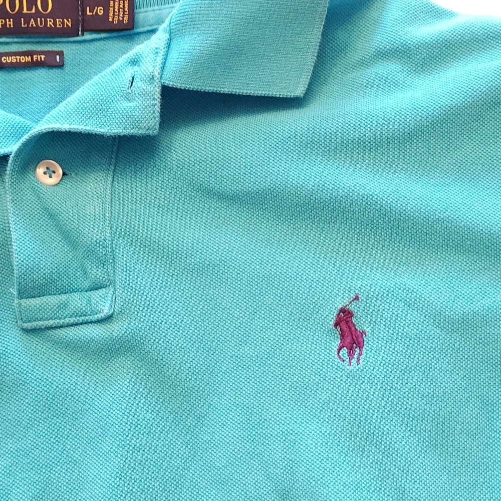 Polo Ralph Lauren Blue Custom Fit Polo Shirt Men's Large Pony Logo